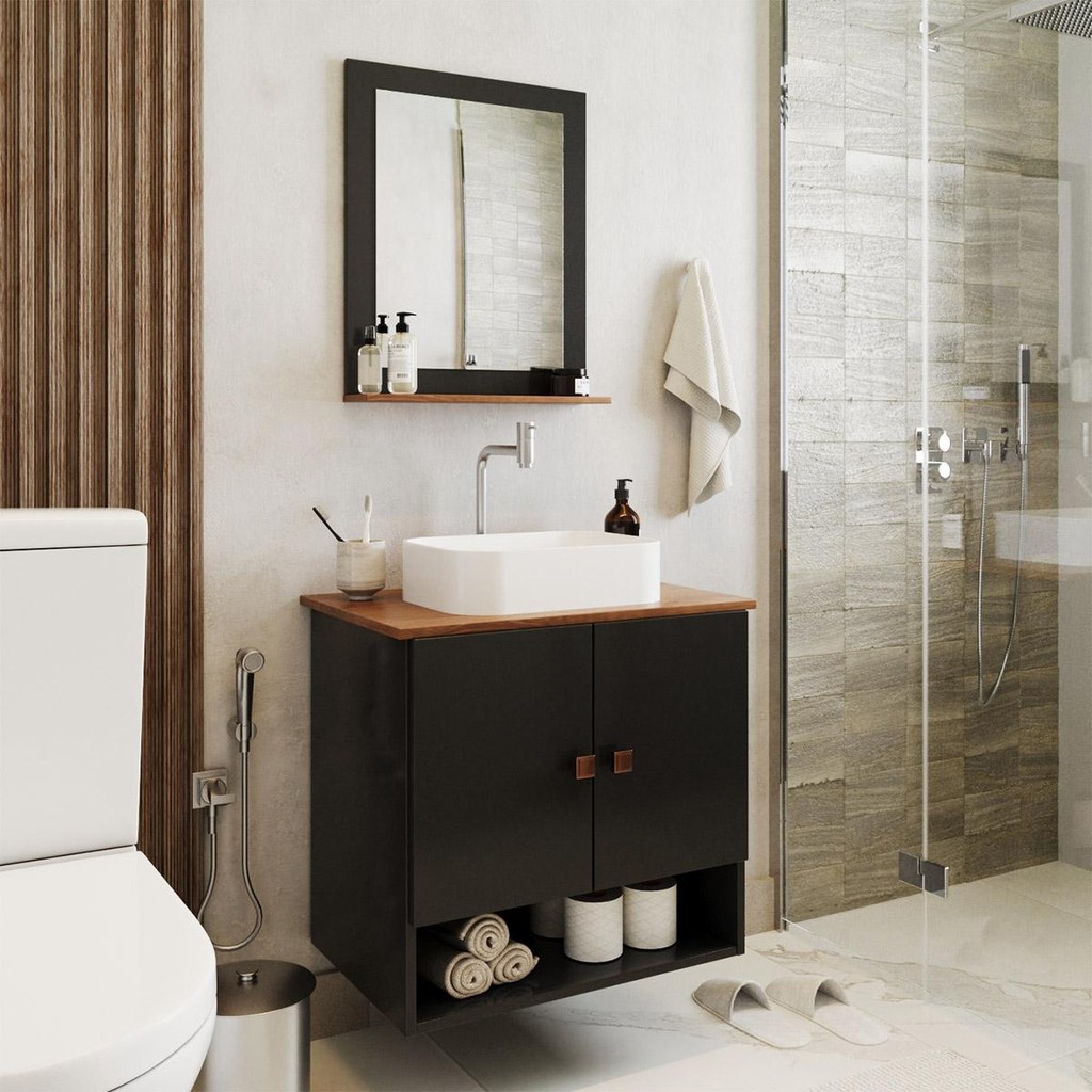 Gabinete Arm Banheiro Deli 2 Portas com Cuba Oxford Branca em Oferta na Shopee