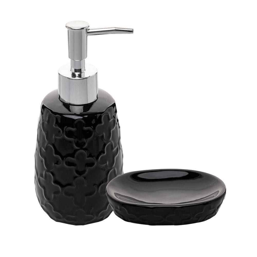 2 Peças para Banheiro Clover de Cerâmica Preto - Wolff