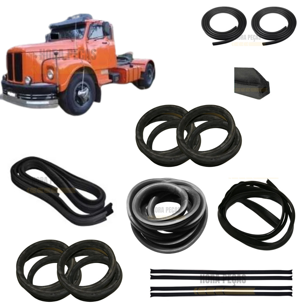Jogo Borracha Vidro Porta Canaleta Capo Debrum Scania 111