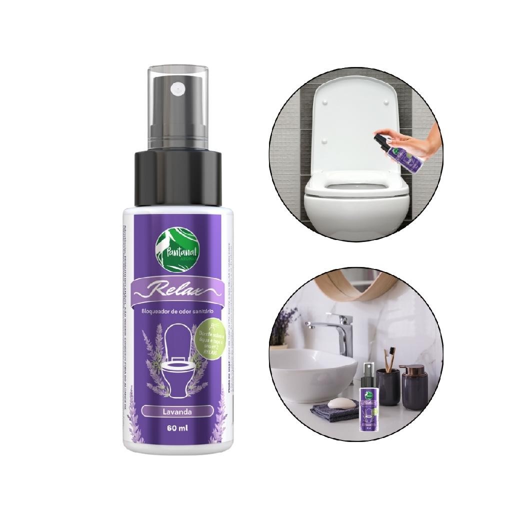 Bloqueador Odor Spray Sanitário Lavanda 60ml Pantanal Aromas Banheiro Lavabo Neutralizador Aroma Perfumado