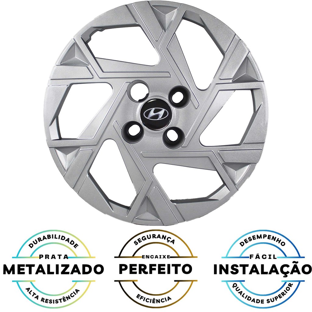 JG 4 Calota HB20 2024 2025 Aro 14 Prata Metálico com Emblema · foto 2