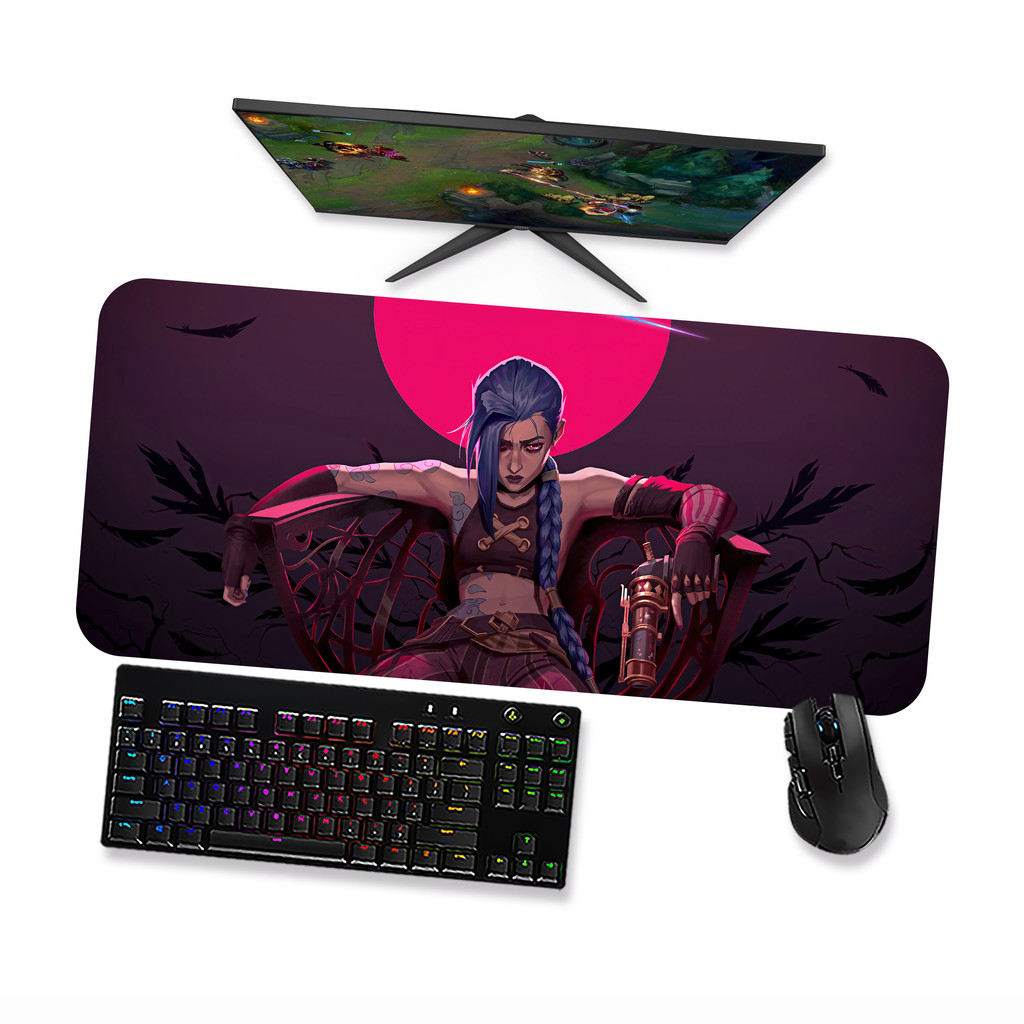 Mouse Pad Gamer Grande  LoL Arcane Jinx 18  LoL  90x40 80x40 60x40 70x30 45x40