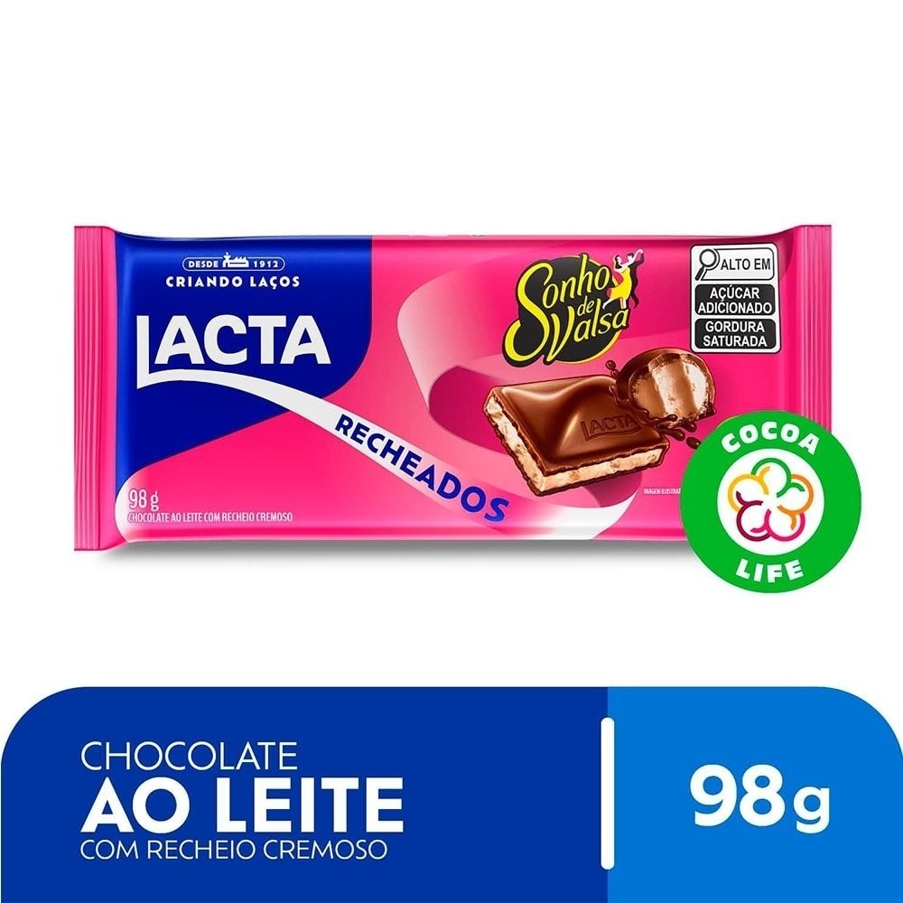 Chocolate Recheado Lacta Sonho de Valsa 98g - Display com  17 Unidades - Food & Beverages