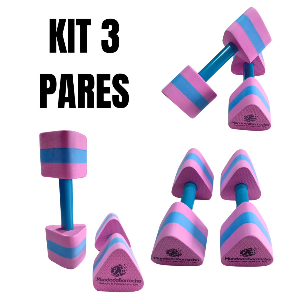 KIT 3 Pares Halter EVA para Hidroginástica Médio  30 x 10 x 11 cm em Oferta na Shopee