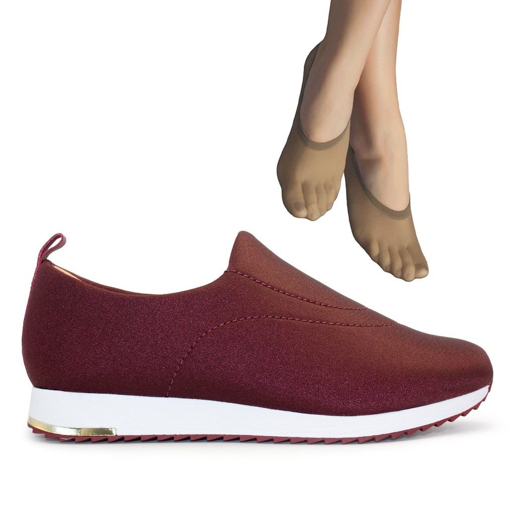 Tênis Usaflex Feminino Slip On + 2p De Meias Color Sports - Women Shoes