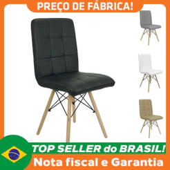 Cadeira Gomos Eiffel Eames Fitz Dublin Estofada Base Madeira
