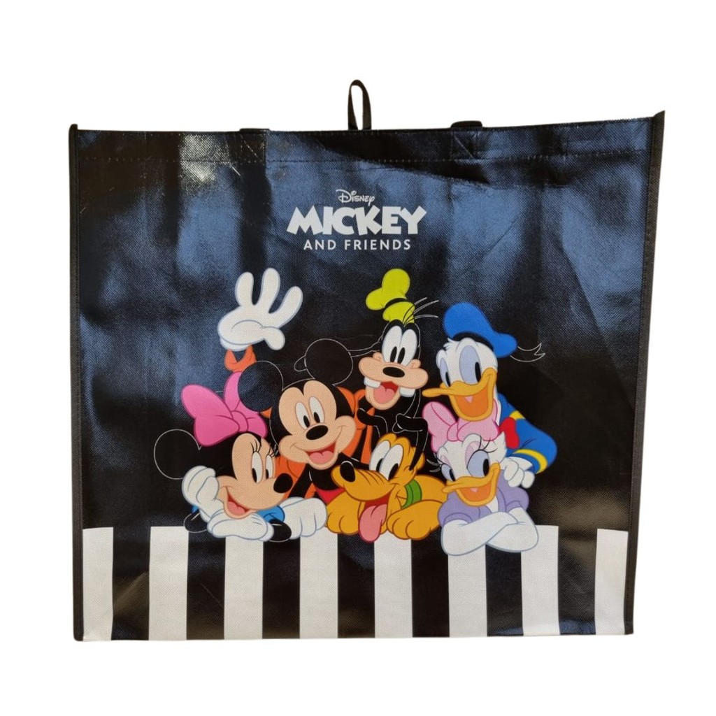 Sacola Reciclável Ecobag Retornável Feira Mickey And Friends Ombro Grande Preta Taimes