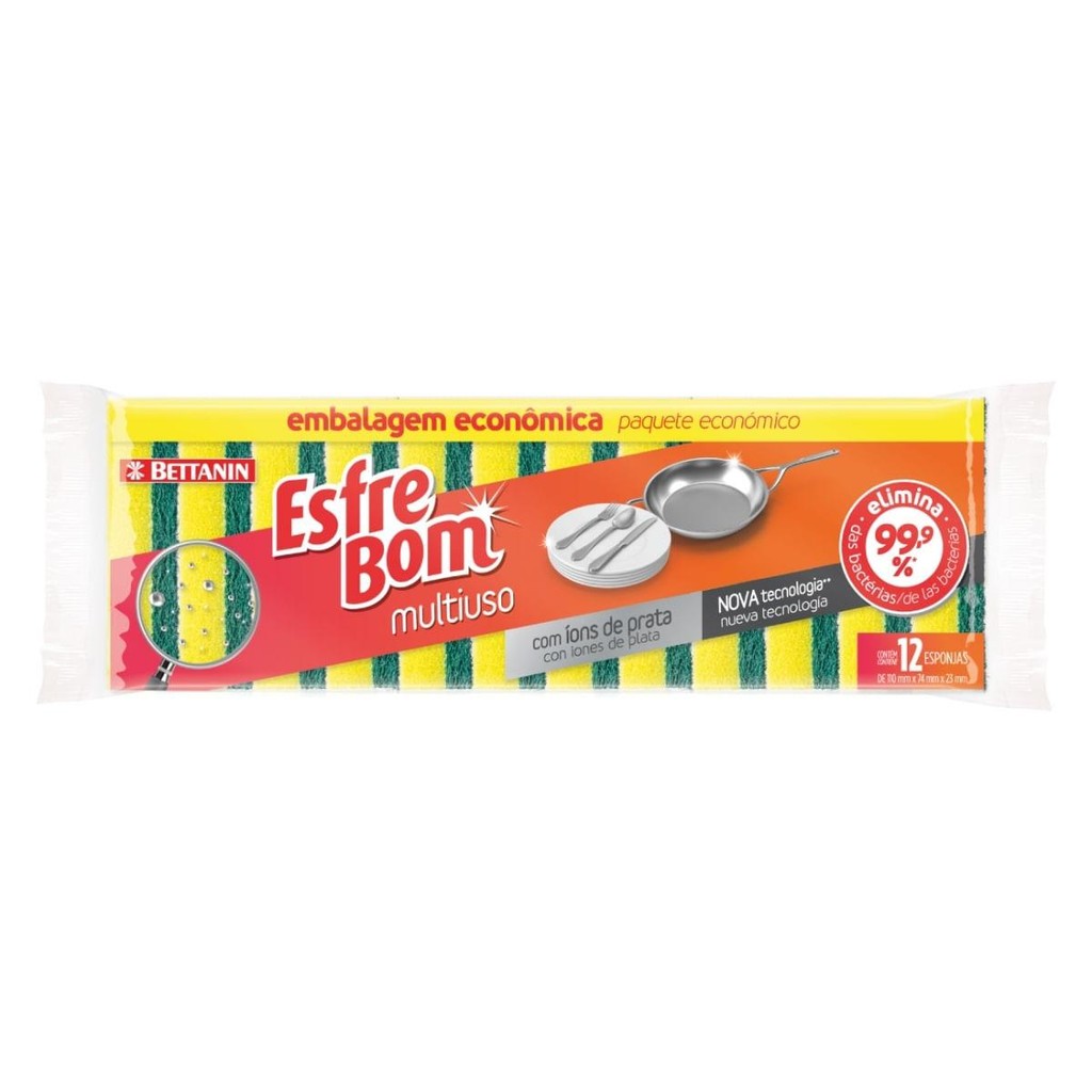 Esponja de Limpeza Multiuso Leve 12 Pague 10 EsfreBom Bettanin em Oferta na Shopee