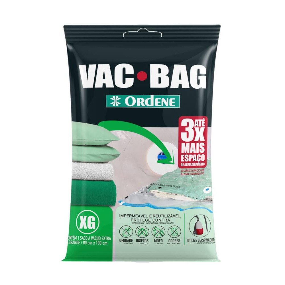 Saco a Vácuo Extragrande Transparente 80cm x 1m Vac Bag Ordene - Home & Living