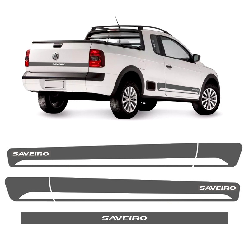 Faixas Saveiro G5 G6 2014/ Adesivos Lateral/Traseiro Grafite em Oferta na Shopee