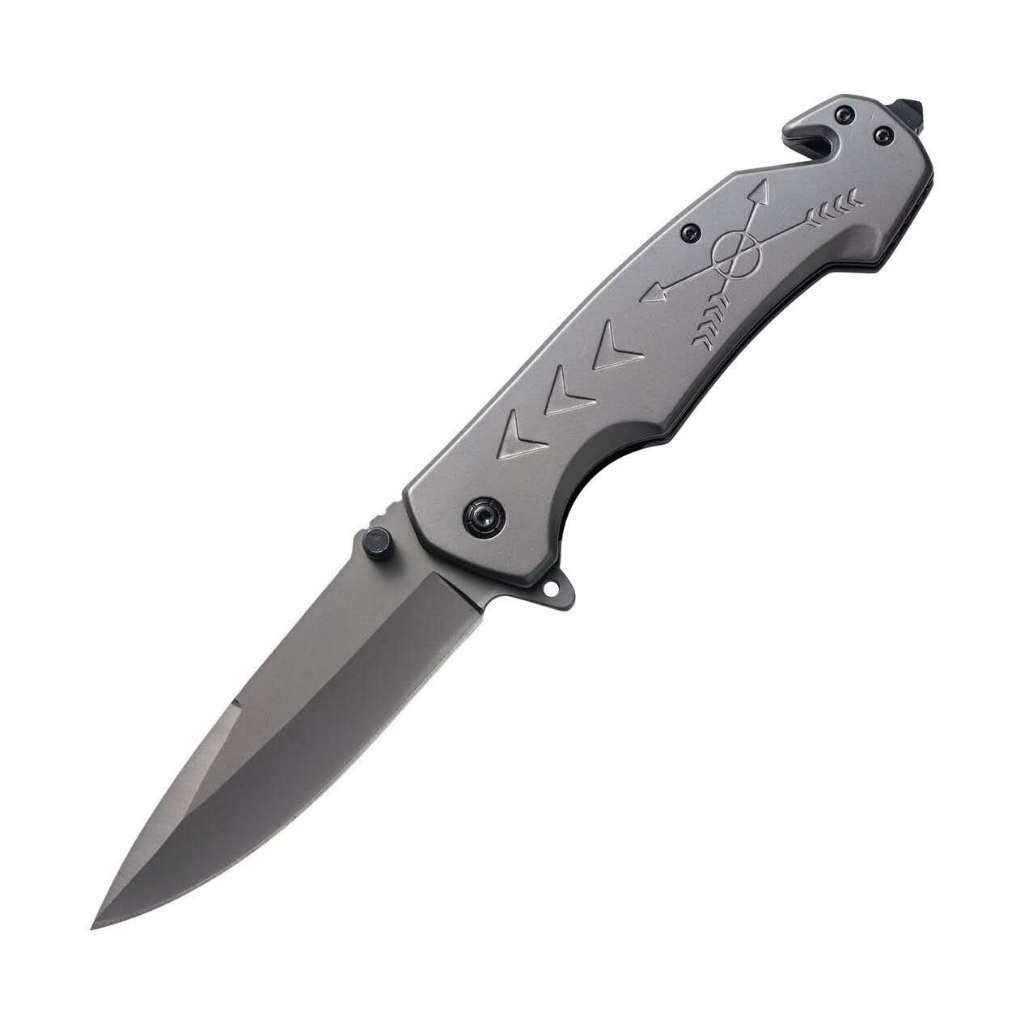 Canivete Grey Titanium Semi-automatico Com Clip de bolso e Trava FA18 CORTE ABSOLUTO