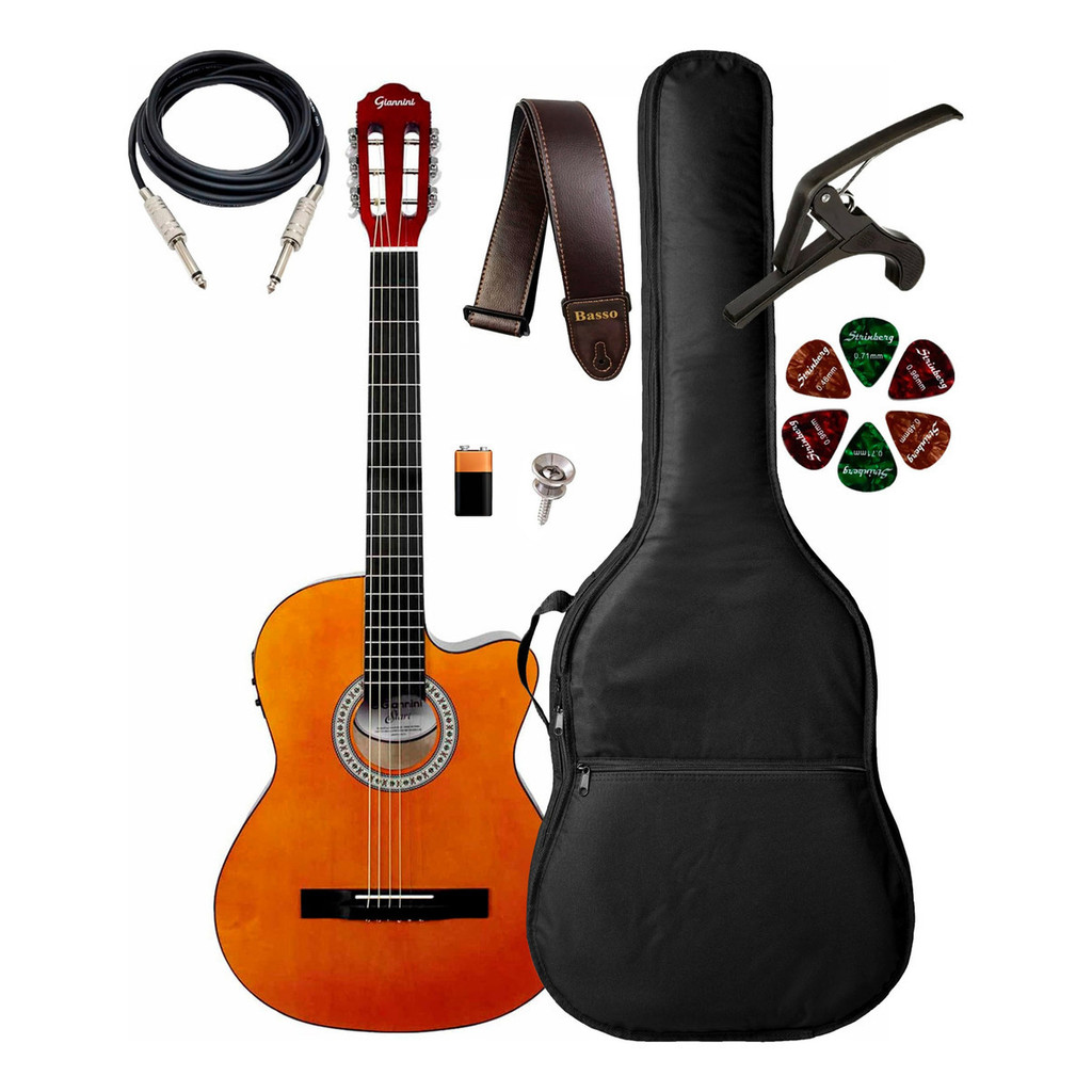 Violão Giannini Flat Aço Sf14 Ceq N + Capa Luxo E Acessórios