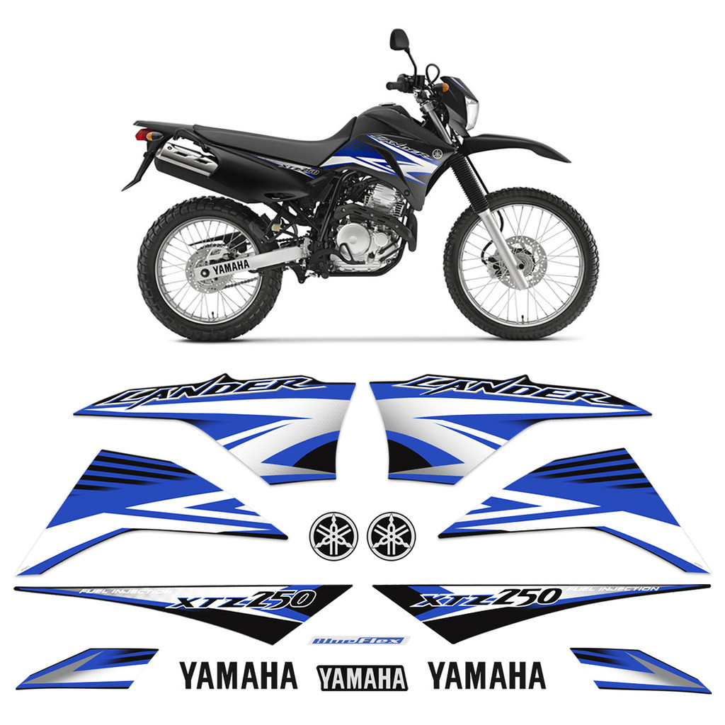 Kit Adesivos Yamaha Moto Lander Xtz 250 2011 + Emblemas em Oferta na Shopee