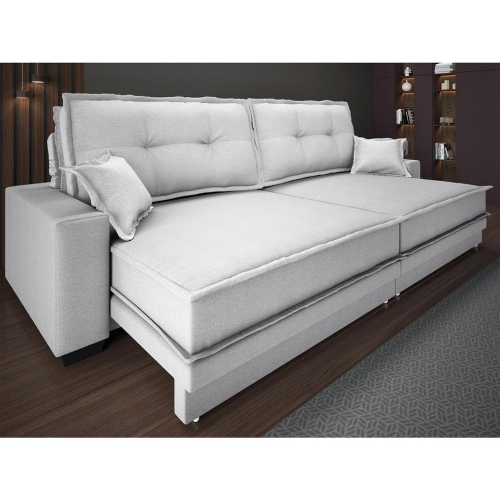 Sofá Palermo 2,20m Retrátil e Reclinável Linho Prata em Oferta na Shopee