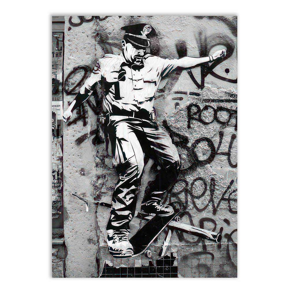 Placa Decorativa Grafite Policial De Skate Arte De Rua Banksy Decoração Poster Quarto Sala