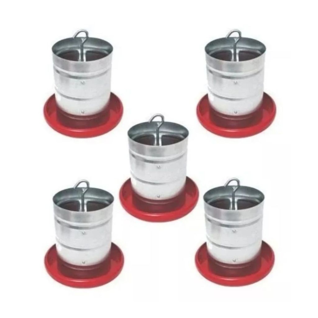 kit 5 Comedouros 3 kg Tubular para Aves Frango Galinha Codorna