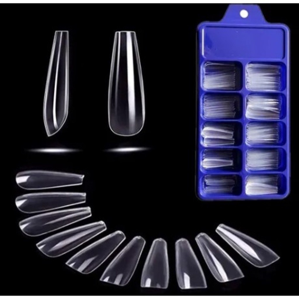 GGUAN Kit 100/300 unidades DE Unhas postiça Bailarina Natural Branca/transparente em Oferta na Shopee
