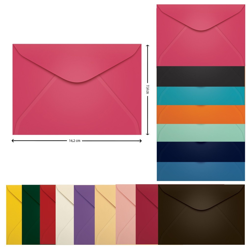 Envelope Carta Cores 12 cores  11,5 x 8,2 cm- Paixão por Envelopes em Oferta na Shopee