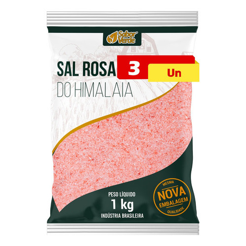 Sal Rosa do Himalaia 3 X 1kg Sabor Verde