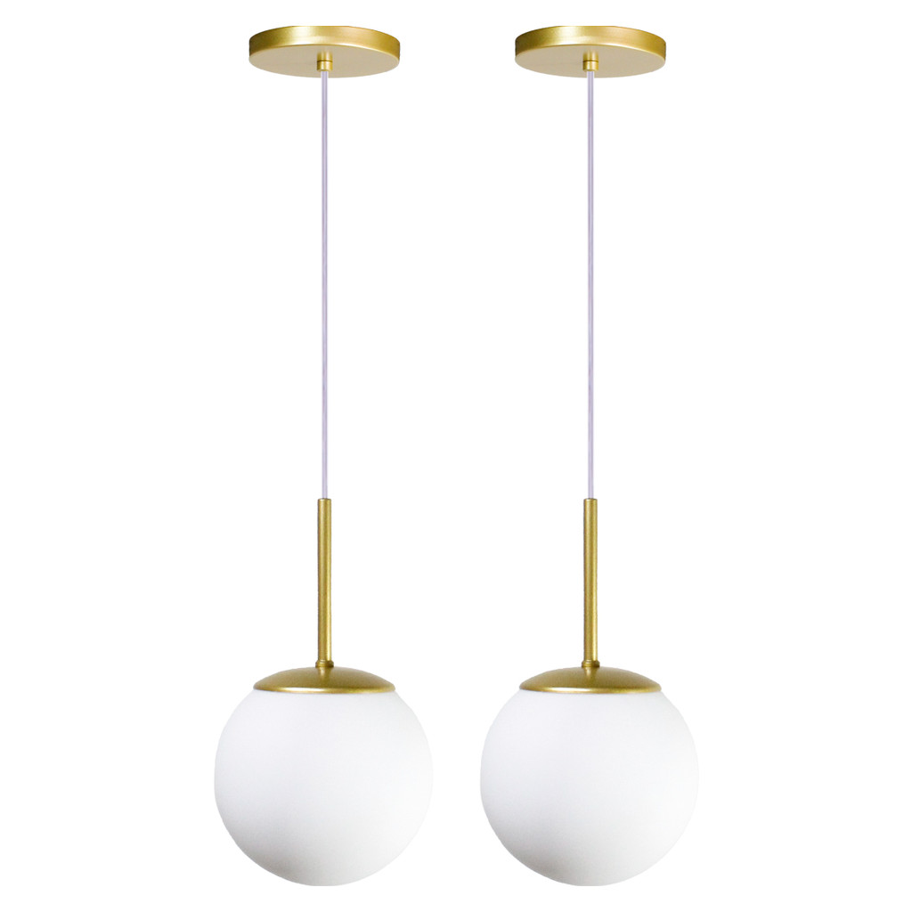 Kit 2 Luminária Pendente Jabuticaba Dourado Bola Globo Vidro em Oferta na Shopee