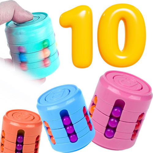 Kit 10 Brinquedos Cilindro 2 Em 1 Tipo Hand Spinner E Cubo Mágico atacado festa evento presente