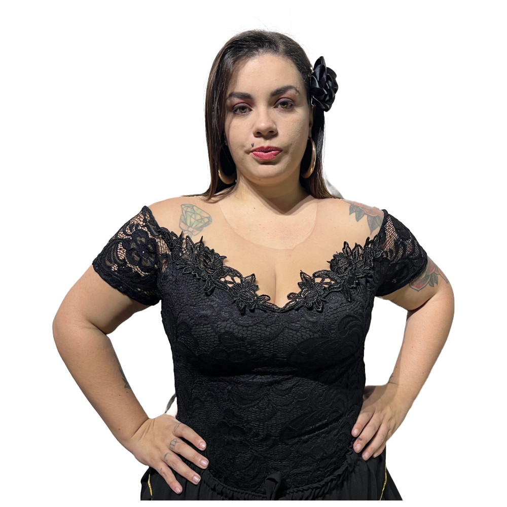 Body Corpete Renda Pomba Gira Cigana Tamanho Único Plus Size