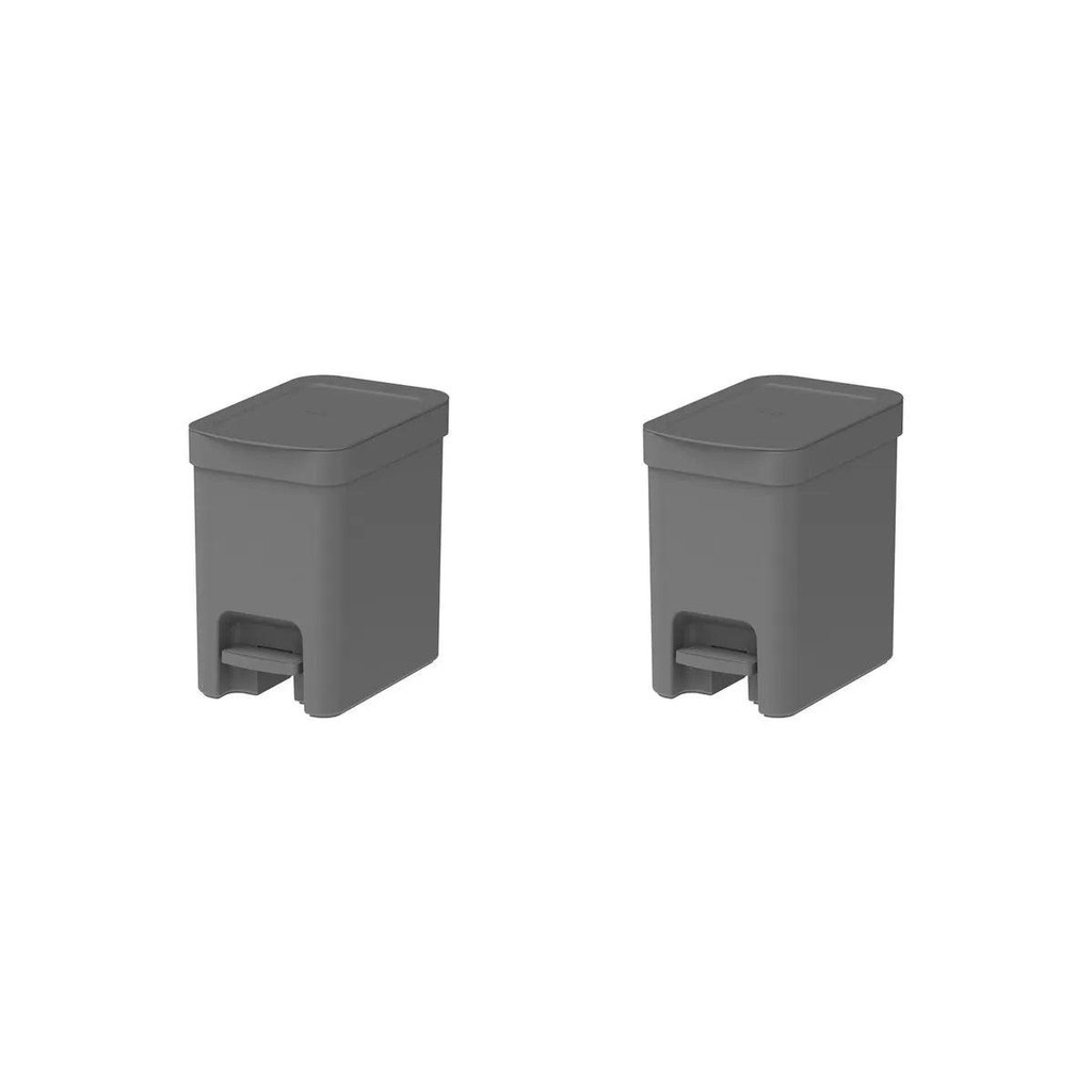 Kit de lixeiras com pedal Ou 2 peças 6L Linha Trium - Chumbo - Home & Living
