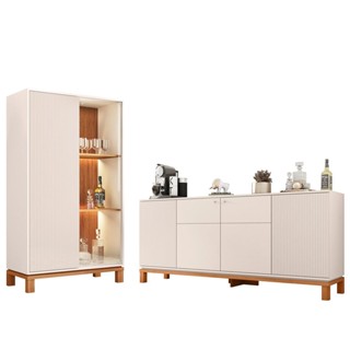 Buffet Aparador e Cristaleira com LED Lucca Off White/Freijó C01 - Mpozenato em Oferta na Shopee
