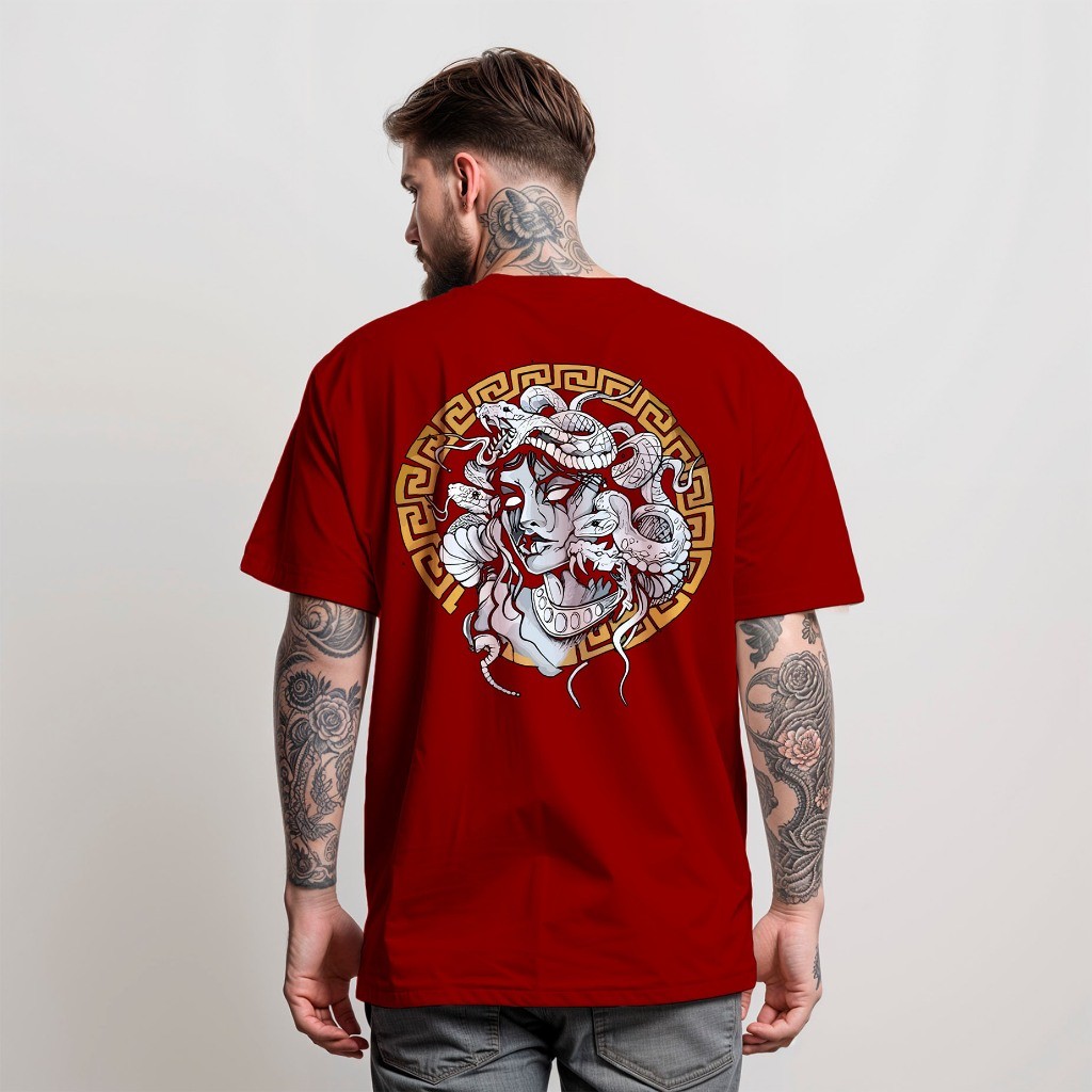 Camiseta Masculina Medusa Mística Estilo Grécia – T-Shirt Básica 100% Algodão Moda Casual e Urbana..