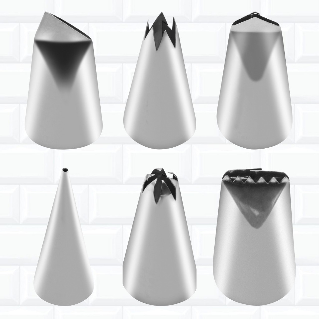 Kit 6 Bicos de Confeitar Essenciais 1M 1B Perlé Folha Pétala em Oferta na Shopee