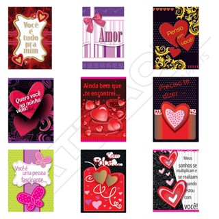 Kit c/ 54 Cartões Amor/Carinho Frases Especiais Estampa love em Oferta na Shopee