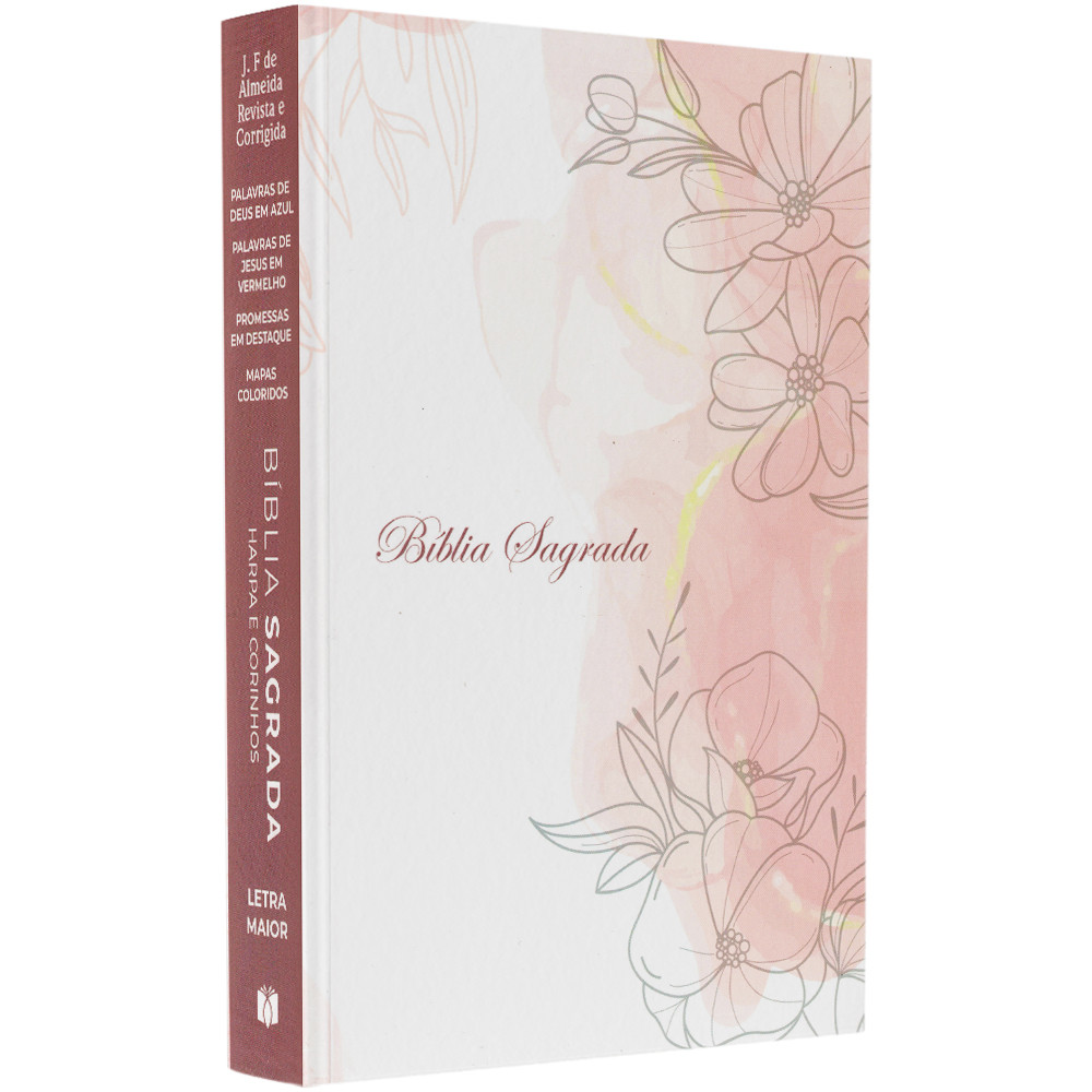 Bíblia Floral Rosa | ARC | Letra Maior | Harpa e Corinhos | Capa Brochura em Oferta na Shopee