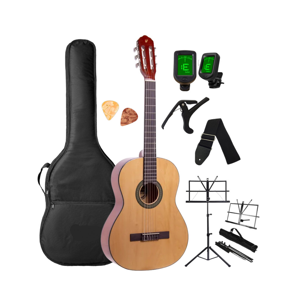Violão Estudo Nylon Destro Clássico Winner AW-20 N  Acústico Natural Brilhante + Acessórios
