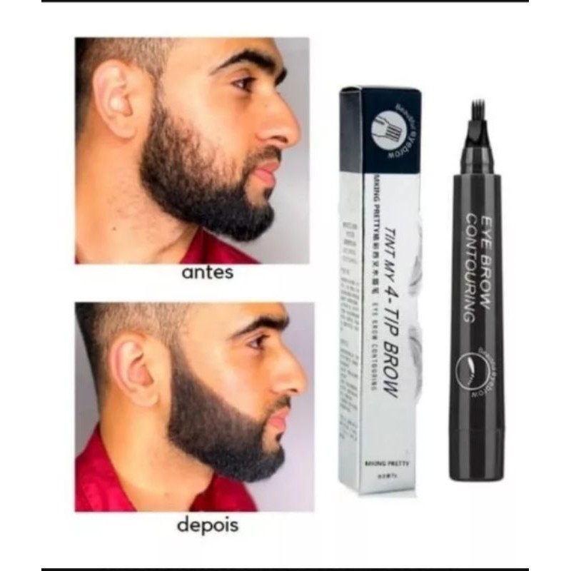 Lápis Caneta 24h Para Sobrancelha, Barba e Bigode, à Prova D'Água