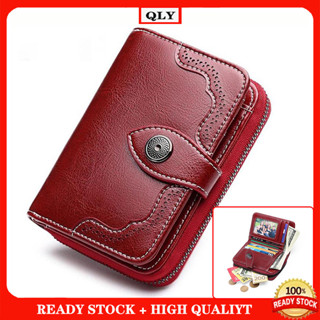 Carteira Curta Elegante Retrô De Couro Cera De Óleo De Grande Capacidade Para Mulheres em Oferta na Shopee