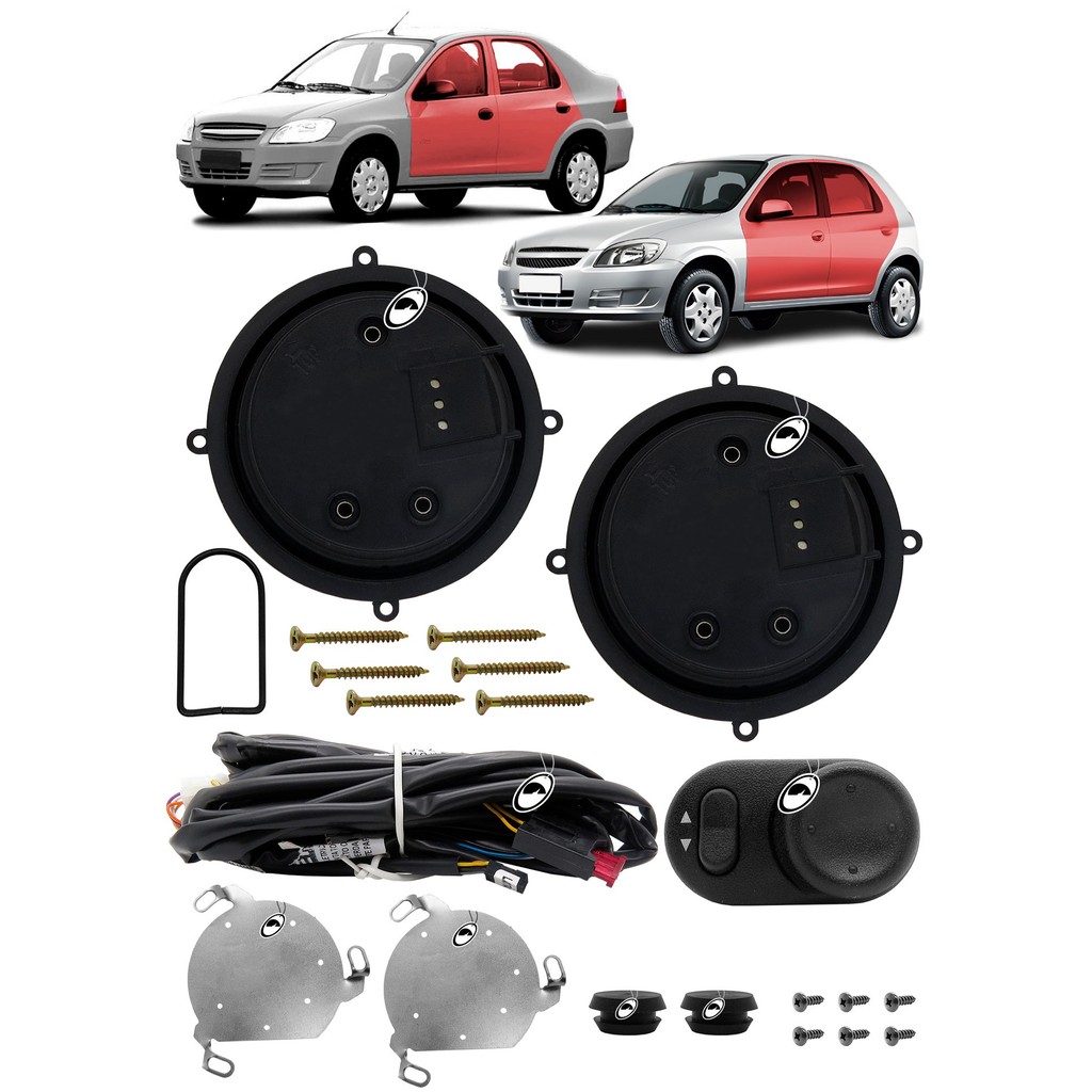 Kit Retrovisor Elétrico Simples Tragial Celta G2 e Prisma 2006 em Diante 2 ou 4 Portas