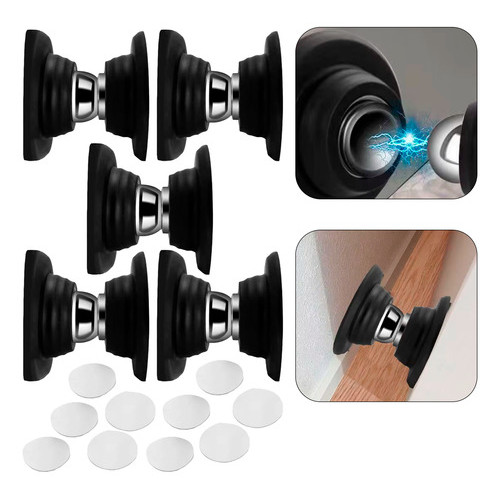 Kit 5 Prendedores Porta Magnético Imã Batedor Fixador Adesivo Sem Furo Durável Prático Anti Impacto