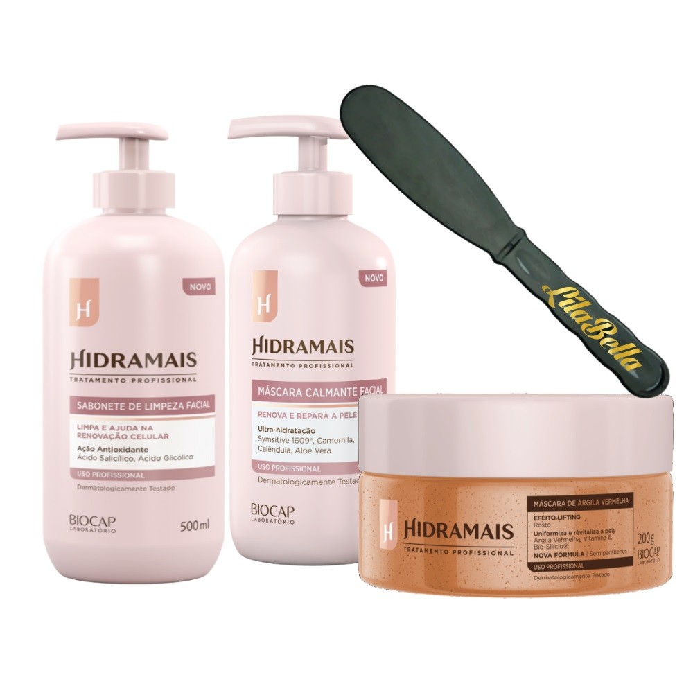 Máscara Calmante Facial +Argila Vermelha+Sabonete Hidramais