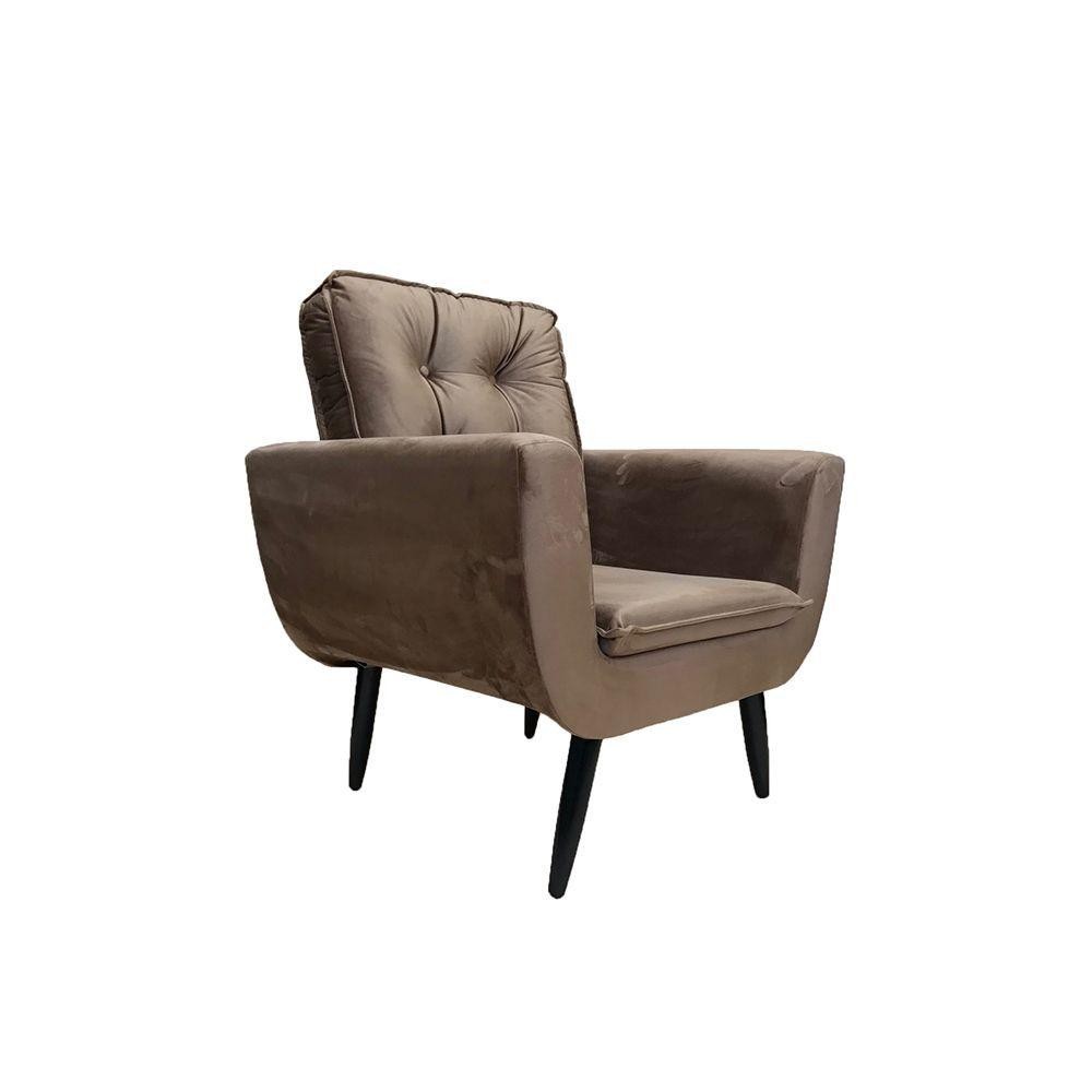 Poltrona Saturno Para Sala De Estar Quarto Escritório Tecido Suede - Marrom - Cor: Marrom