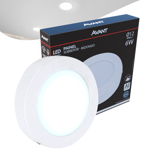 Painel Plafon Led Alu 6w 6500k Sob. Redondo 110v/220v 12cm Avant