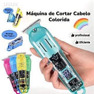 Cortador de Cabelo Profissional Sem Fio com Display LCD Inteligente e Barbeador Transparente para Homens em Oferta na Shopee