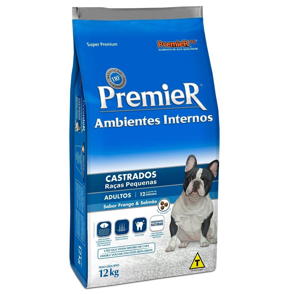 Ração Premier Amb Inter Cães ad Castrados Frango/salmão 12kg