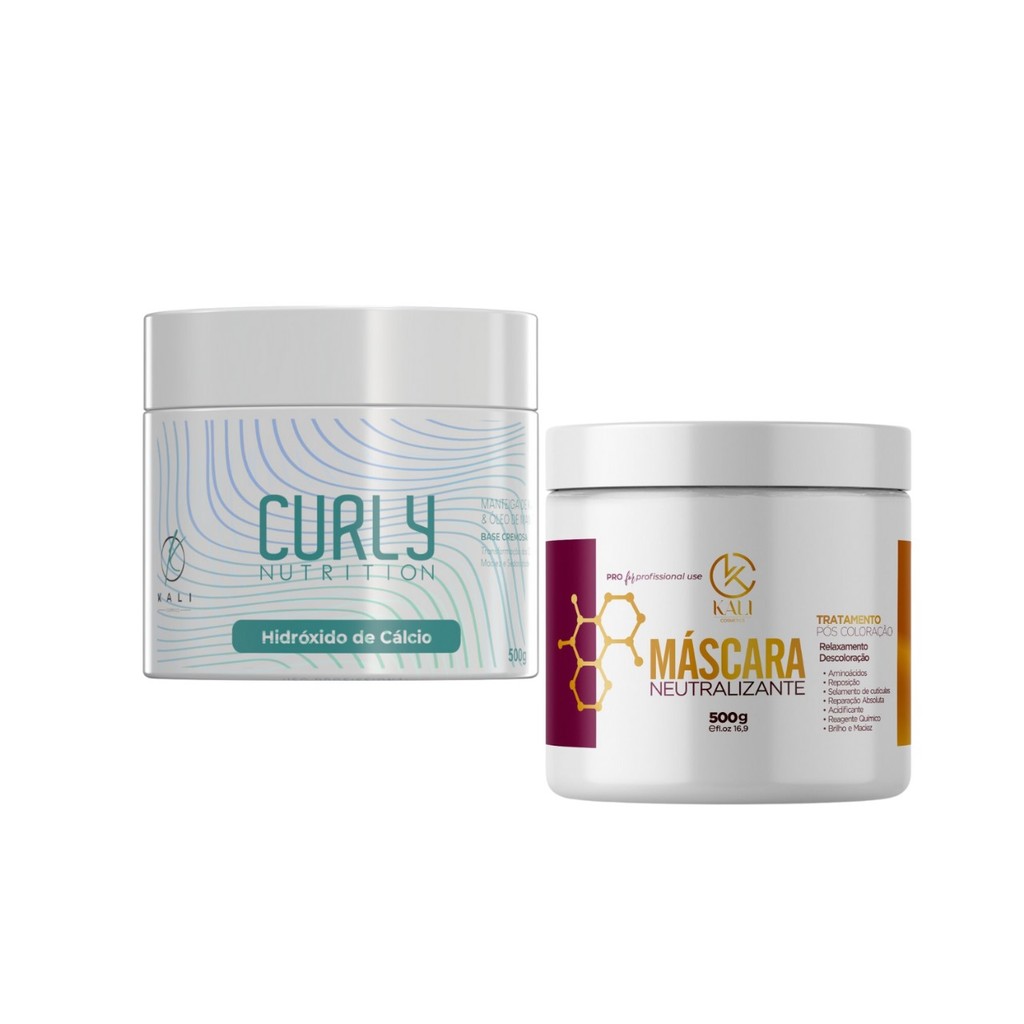 Kit Guanidina Hidróxido de Cálcio Relaxamento de Cachos 500g + Neutralizante 500g