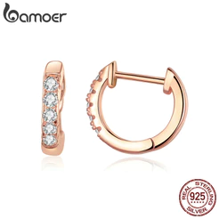 Brincos Bamoer 925 Sterling Sliver Círculos Delicados Design Presentes Simples Para Mulheres SCE498-CS