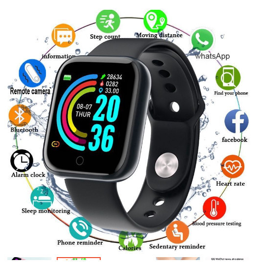 Relogio Smartwatch Smart Bracelet D20 Relógio inteligente para Android IOS Esportivo Prova D'água Rastreador Monitoramen
