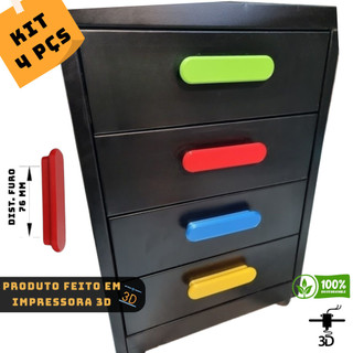 Kit Puxador de gaveta e gaveteiro quarto infantil juvenil e bebê decorativo c/ 4 Unidades