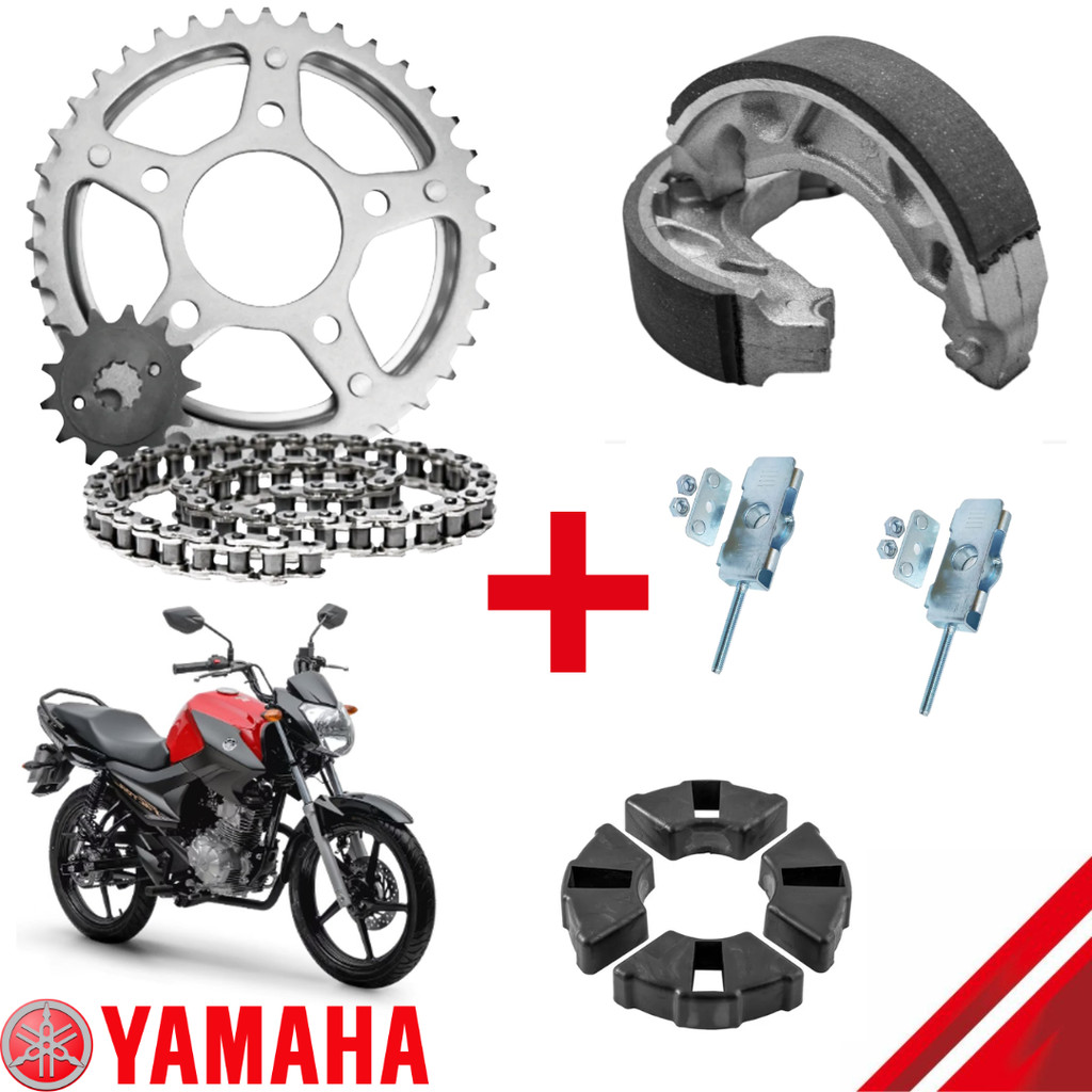 Super Kit Relação Transmissão Fazer 150 - 2014 Factor 150 - 2016 + Coxim Coroa + Patins (Lona) Freio + Esticador em Oferta na Shopee