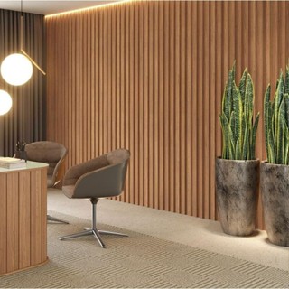 Kit até 60 Placas Painel Ripado - MDF 45x11cm Revestimento Autocolante de Parede em Oferta na Shopee