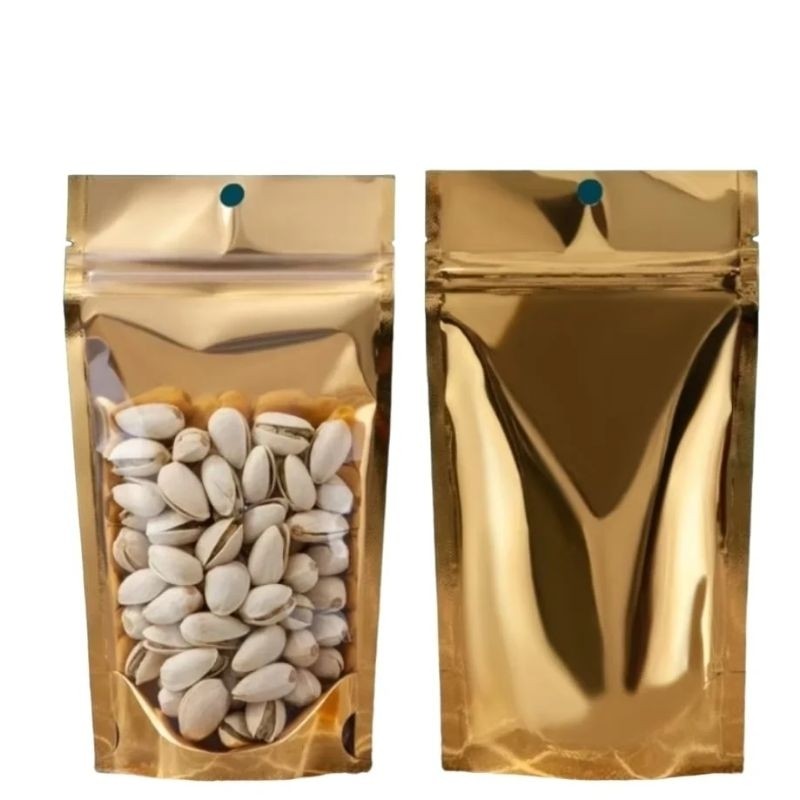 Saco Stand Up Pouch Zip Dourado kit 10/50 unidades em Oferta na Shopee
