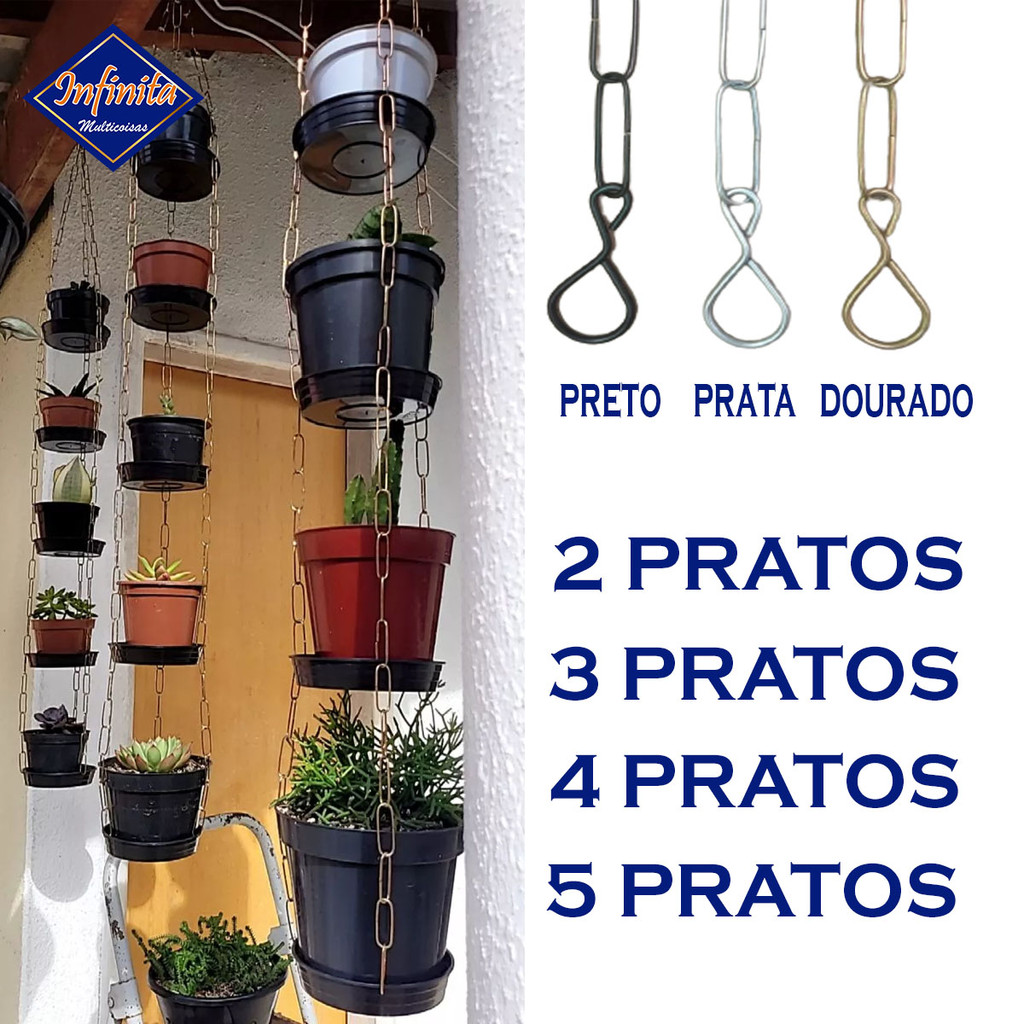 Violeteiro com corrente pendurar vaso planta metal pratinho em Oferta na Shopee